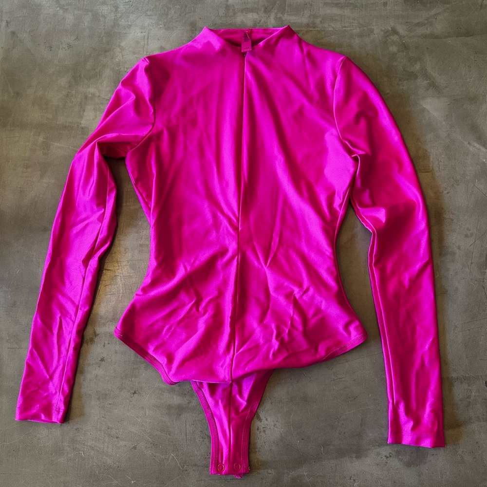 SKIMS Hot Pink Long Sleeve Bodysuit